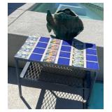 W - TILE TOP WROUGHT IRON TABLE & FISH PLANTER