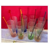 W - SET OF 8 LENOX GLASSES W/ SWIZZLE STICKS (G82)