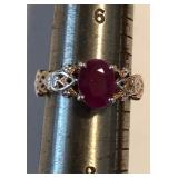 W - STERLING SILVER & ZIRCON RING (J75)