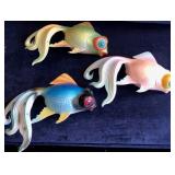 W - SET OF THREE COLORFUL FISH FIGURINES
