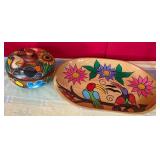 W - HAND PAINTED WOODEN DISH & TRINKET BOX (G79)