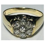 14KT YELLOW GOLD MENS DIAMOND RING 7.21GRS
