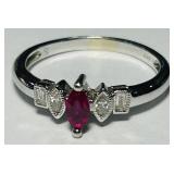 14KT WHITE GOLD RUBY & DIAMOND RING 2.30GRS