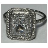 14KT WHITE GOLD DIAMOND RING WITH WHITE SAPPHIRE