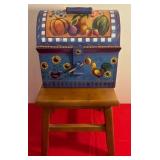 E - HAND-PAINTED DECORATIVE BOX & STOOL (L50)