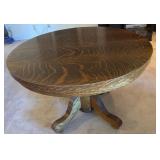 E - VINTAGE SOLID WOOD PEDESTAL TABLE 30X44" (L96)