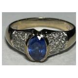 14KT GOLD TANZANITE & DIAMOND RING 4.65GRS