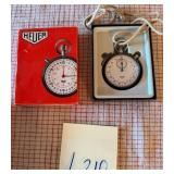 E - VINTAGE HEUER STOWATCH W/ ORIGINAL BOX (L210)