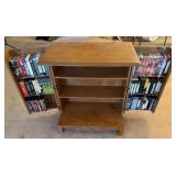 E - WOODEN CABINET W/ VHS RECORDINGS