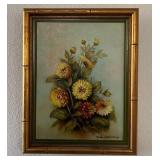 W - FLORAL STILL LIFE OIL PAINTING FRAMED (W63)