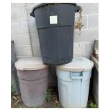 E - COVERED TRASH / STORAGE BINS W/ CONTENTS (Y3)