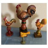 E - LOT OF FOUR VINTAGE COLLECTIBLE ROOSTERS (L41)