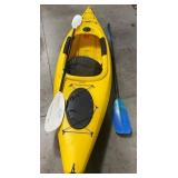 14 - BRIGHT YELLOW KAYAK WITH TWO PADDLES