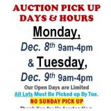 AUCTION PICK UP DAYS & HOURS
