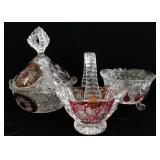 340 - THREE PIECE RUBY CUT-CRYSTAL SET