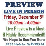 PREVIEW LIVE IN PERSON - Friday, December 5th