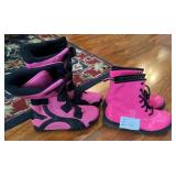 J - TWO PAIR BRIGHT PINK BOOTS SIZE 8