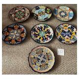 J - SEVEN PIECES MEXICAN CERAMIC DECORATIVE PLATES