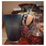 J - LOT OF VINTAGE VASES & DECANTER