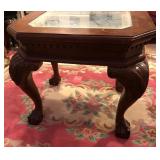 J - VINTAGE SIDE TABLE W/ GLASS INSET TOP