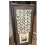J - COLLECTION OF US $2 BILLS FRAMED 18X41"