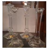 J - LOT OF 4 LEAD CRYSTAL CANDLESTICKS
