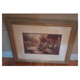 J - THOMAS KINKADE COBBLESTONE LANE  ART 19X25"