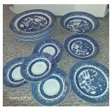 J - NINETEEN PIECES BLUE & WHITE WARE DISHES