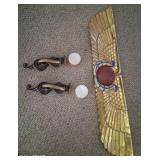 J - EGYPTIAN TEMPLE WINGED SUN DISH & SCONCES