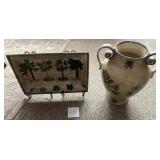 J - BORA BORA CERAMIC VASE 16"T & PLATE W/ STAND