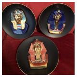 J - HANDPAINTED EGYPTIAN MOTIF PORCELAIN PLATES