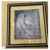 J - EGYPTIAN MOTIF FRAMED ART 37X33"