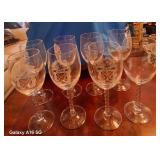 J - SET OF 8 VINTAGE ETCHED STEMWARE