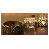 J - SPARKLING RHINESTONE BRACELET AND MINI CLOCKS