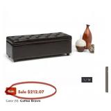 R - TUFTED LEATHER STORAGE BENCH OTTOMAN