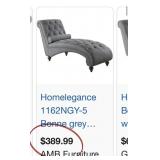 R - GRAY TUFTED CHAISE LOUNGE CHAIR