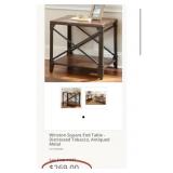 R - RUSTIC WOOD AND METAL END TABLE