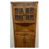 R - OAK CORNER CABINET WITH GLASS DOORS