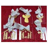 43 - ELEGANT GOLD NATIVITY AND ANGEL ORNAMENTS