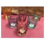43 - SET OF SIX COLORED TUMBLER GLASSES