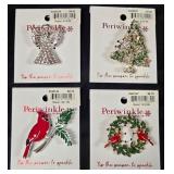 7 - LOT OF 4 PERIWINKLE CHRISTMAS PINS (B55)