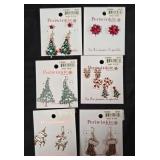 7 - 6 PAIR PERIWINKLE CHRISTMAS EARRINGS (B59)