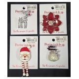 7 - LOT OF 4 PERIWINKLE CHRISTMAS PINS (B57)