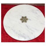 43 - ROUND MARBLE BOARD WITH SNOWFLAKE INLAY