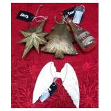 43 - METAL ORNAMENT SET STARS TREE WINGS