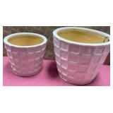 43 - SET OF TWO WHITE CERAMIC PLANTERS
