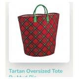 7 - MUD PIE TARTAN HOLIDAY TOTE
