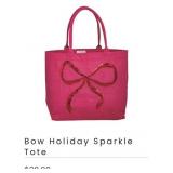 7 - PINK HOLIDAY SPARKLE BOW TOTE BAG