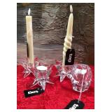43 - CRYSTAL STAR CANDLE HOLDERS WITH CANDLES