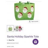 7 - GREEN SANTA HOLIDAY SPARKLE TOTE BAG